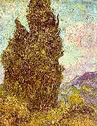 Vincent Van Gogh Two Cypresses Spain oil painting artist